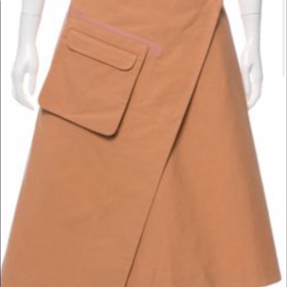 COS Dusty Blush Wrap Midi Skirt with Patch Pocket